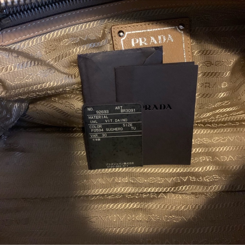 PRADA Vitello Daino Embossed Logo Bowler Shoulder Bag - Picture 12 of 16